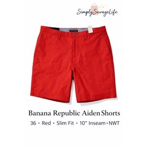 Banana Republic Aiden Shorts 36 Red Slim Fit 10" Inseam NWT
